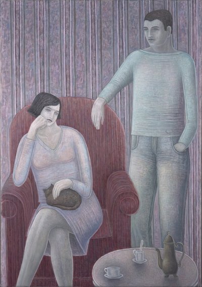 Couple with Cat by Ruth Addinall